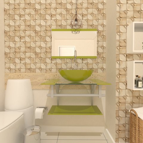 GABINETE DE VIDRO PARA BANHEIRO 60CM AC ESTONIA COM SIFAO E TORNEIRA METAL:VERDE OLIVA