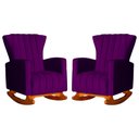 Ver imagem 1 de Conjunto 2 Poltronas Estofadas de Balanço Melinda Veludo Roxo - LM DECOR