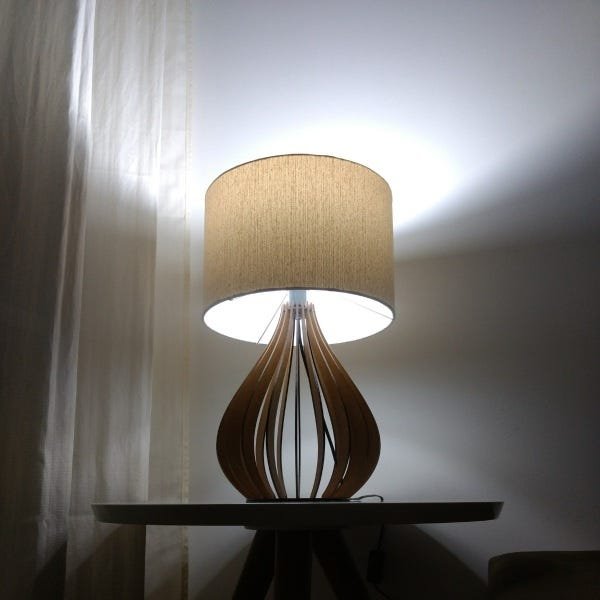 Abajur Moderno Luminária de Madeira Design Gota para Sala - 6