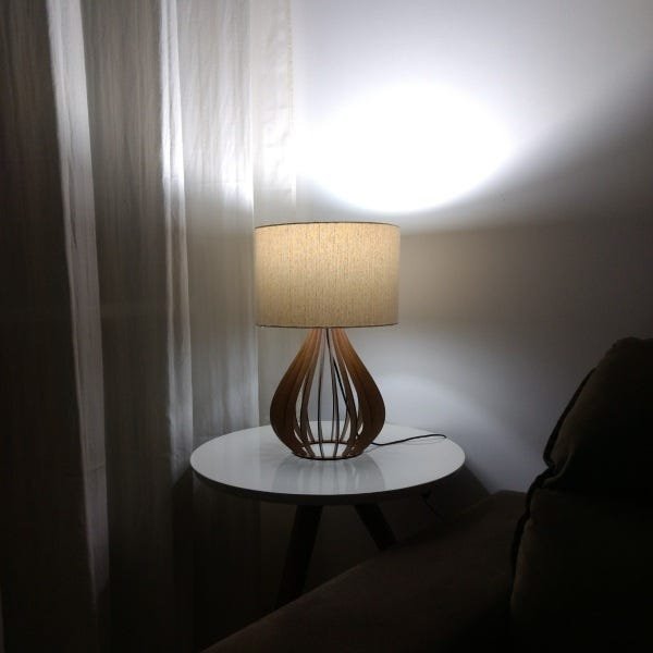 Abajur Moderno Luminária de Madeira Design Gota para Sala - 4
