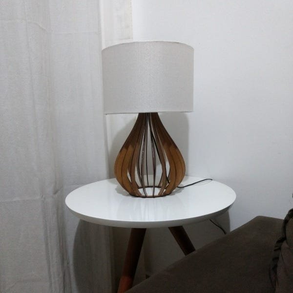 Abajur Moderno Luminária de Madeira Design Gota para Sala - 2