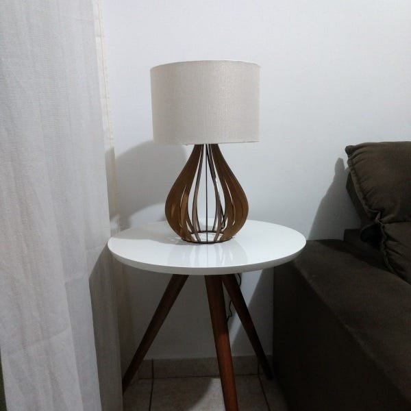 Abajur Moderno Luminária de Madeira Design Gota para Sala - 3