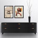 Ver imagem 2 de Kit 2 Quadros Cantinho do Café Cristão - Jesus 45x34cm:moldura Branca