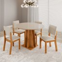 Ver imagem 2 de Conjunto Sala de Jantar 4 Lugares Redondo Tampo de Vidro/MDF Toquio Cobre/Off White/Bege - Casa Giul