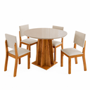 Ver imagem 1 de Conjunto Sala de Jantar 4 Lugares Redondo Tampo de Vidro/MDF Toquio Cobre/Off White/Bege - Casa Giul