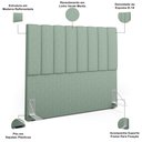 Ver imagem 5 de Kit Cabeceira Cama Box Casal 140cm e Calçadeira Recamier Baú Dália W01 Linho Verde Menta - Lyam Deco