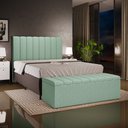 Ver imagem 1 de Kit Cabeceira Cama Box Casal 140cm e Calçadeira Recamier Baú Dália W01 Linho Verde Menta - Lyam Deco