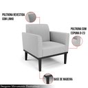 Ver imagem 3 de Poltrona Decorativa Isabella Pés Fixo em Madeira Preto Linho Cinza G19 - Gran Belo