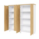 Ver imagem 7 de Armário Alto 158cm Duplo com 4 Portas de Abrir e Puxadores Metálicos Corporate Marrom/Macadâmia/Bran