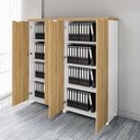 Ver imagem 4 de Armário Alto 158cm Duplo com 4 Portas de Abrir e Puxadores Metálicos Corporate Marrom/Macadâmia/Bran