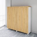 Ver imagem 1 de Armário Alto 158cm Duplo com 4 Portas de Abrir e Puxadores Metálicos Corporate Marrom/Macadâmia/Bran