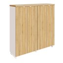Ver imagem 2 de Armário Alto 158cm Duplo com 4 Portas de Abrir e Puxadores Metálicos Corporate Marrom/Macadâmia/Bran