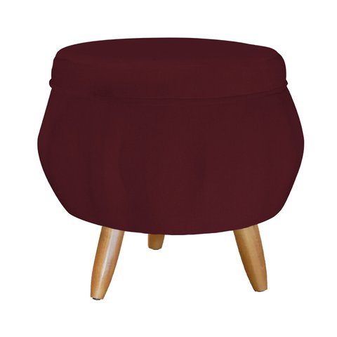 Puff Decorativo Pétala Pés Palito Suede Bordô - Qlare Estofados - Suede Bordô