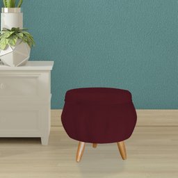 Puff Decorativo Pétala Pés Palito Suede Bordô - Qlare Estofados - Suede Bordô - 2