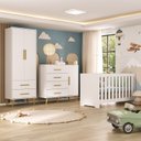Ver imagem 1 de Quarto Infantil Completo Guarda-Roupa 2 Portas 2 Gavetas com Cômoda e Berço Magia Espresso Móveis Branco
