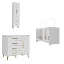 Ver imagem 2 de Quarto Infantil Completo Guarda-Roupa 2 Portas 2 Gavetas com Cômoda e Berço Magia Espresso Móveis Branco
