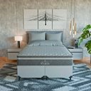 Ver imagem 2 de Cama Box Casal Bipartido + Colchão Paris Molas Cinza Couro Branco/cinza