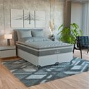 Ver imagem 1 de Cama Box Casal Bipartido + Colchão Paris Molas Cinza Couro Branco/cinza