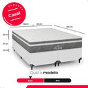 Ver imagem 4 de Cama Box Casal Bipartido + Colchão Paris Molas Cinza Couro Branco/cinza