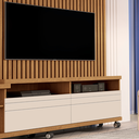 Ver imagem 5 de Home Theater para Sala Tv de até 55 Polegadas Seis Rodízios Duas Portas Ripado Nobre - Giga Móveis:f