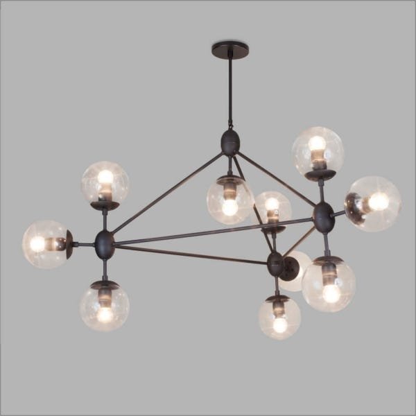 Lustre Pendente Sansão Preto Texturizado 16290-10 Usina - 2