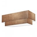 Ver imagem 3 de Plafon Duplo Retangular Vivare Md-3044 Cúpula em Tecido 70x30cm X 60x25cm - Bivolt Palha 127/220v