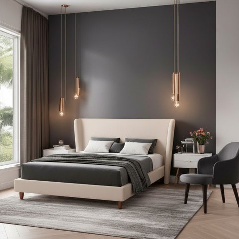 Cama Japonesa com Cabeceira Corea King Courino Off White- Sallar Home