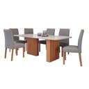 Ver imagem 2 de Mesa de Jantar 6 Lugares Ester Clarice com Vidro Ripado Cinamomo/off White/grafite - Cimol