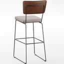 Ver mais imagens de Kit 04 Banqueta Alta Cozinha Sala Jantar Fixa Allana L02 Couríssimo Marrom Linho Bege - Lyam Decor