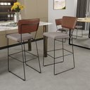 Ver imagem 2 de Kit 04 Banqueta Alta Cozinha Sala Jantar Fixa Allana L02 Couríssimo Marrom Linho Bege - Lyam Decor
