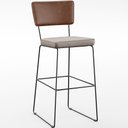 Ver imagem 3 de Kit 04 Banqueta Alta Cozinha Sala Jantar Fixa Allana L02 Couríssimo Marrom Linho Bege - Lyam Decor