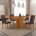 Ver imagem 1 de Mesa de Jantar Olímpia 120cm Tampo MDF Laminado Canto Copo com 4 Cadeiras Lisa