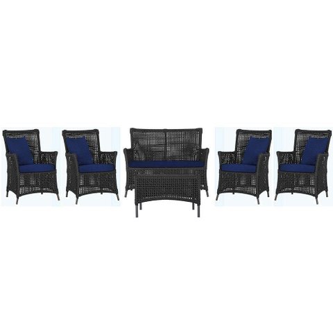 Jogo Sofá 4 Poltronas e Mesa Igapó Preta E10 Trama Original Preto