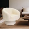 Poltrona Decorativa Liz Base Giratória Bouclê Off White - Nexta Casa - 2