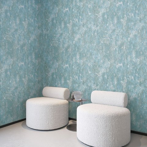 Papel de Parede Estampado Cimento Queimado Azul+ Cola Inclusa- Vinilico Lavável