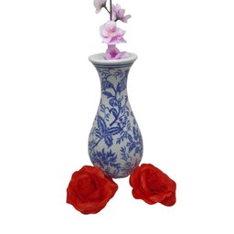 Vaso Decorativo de Porcelana Azul e Branco - 5
