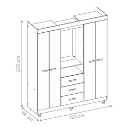 Jogo Roupeiro e Cômoda Hope Carvalho Off White - 3