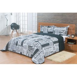 Edredom Jornal Casal Padrão Dupla Face 03 Peças Colcha - 1