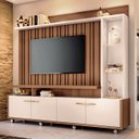 Ver imagem 1 de Estante Painel de Tv 60 Pol 200cm Titan Castanho/off White - Hb Móveis