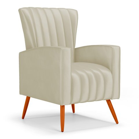 Poltrona Decorativa Melody com Pés Palito Veludo Bege - Desk Design