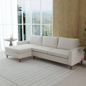 Sofá Chaise em Linho Off White 2,70m Viena - Home Mobily