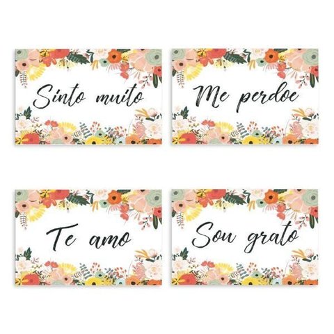 Kit 4 Placa Decorativa Quadro Oração Ho'oponopono  20 x 30 cm