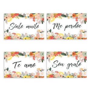 Kit 4 Placa Decorativa Quadro Oração Ho'oponopono  20 x 30 cm