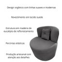 Ver imagem 3 de Poltrona Decorativa Orgânica Sala Recepção Suede Cinza Escuro + Almofada