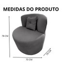 Ver imagem 6 de Poltrona Decorativa Orgânica Sala Recepção Suede Cinza Escuro + Almofada