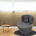Ver imagem 2 de Poltrona Decorativa Orgânica Sala Recepção Suede Cinza Escuro + Almofada