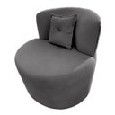 Ver imagem 1 de Poltrona Decorativa Orgânica Sala Recepção Suede Cinza Escuro + Almofada
