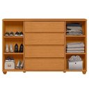 Ver imagem 4 de Cômoda Sapateira Grande 4 Gavetas 2 Portas Flex Evidência Cinamomo Off White
