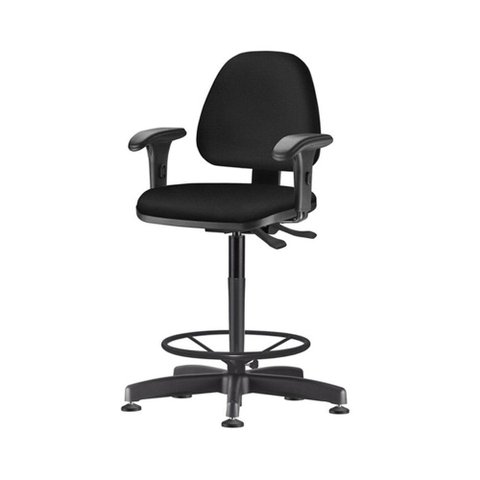 Cadeira Sky com Bracos Curvados Assento Courino Base Caixa Fixa Metalica Preta - 54821