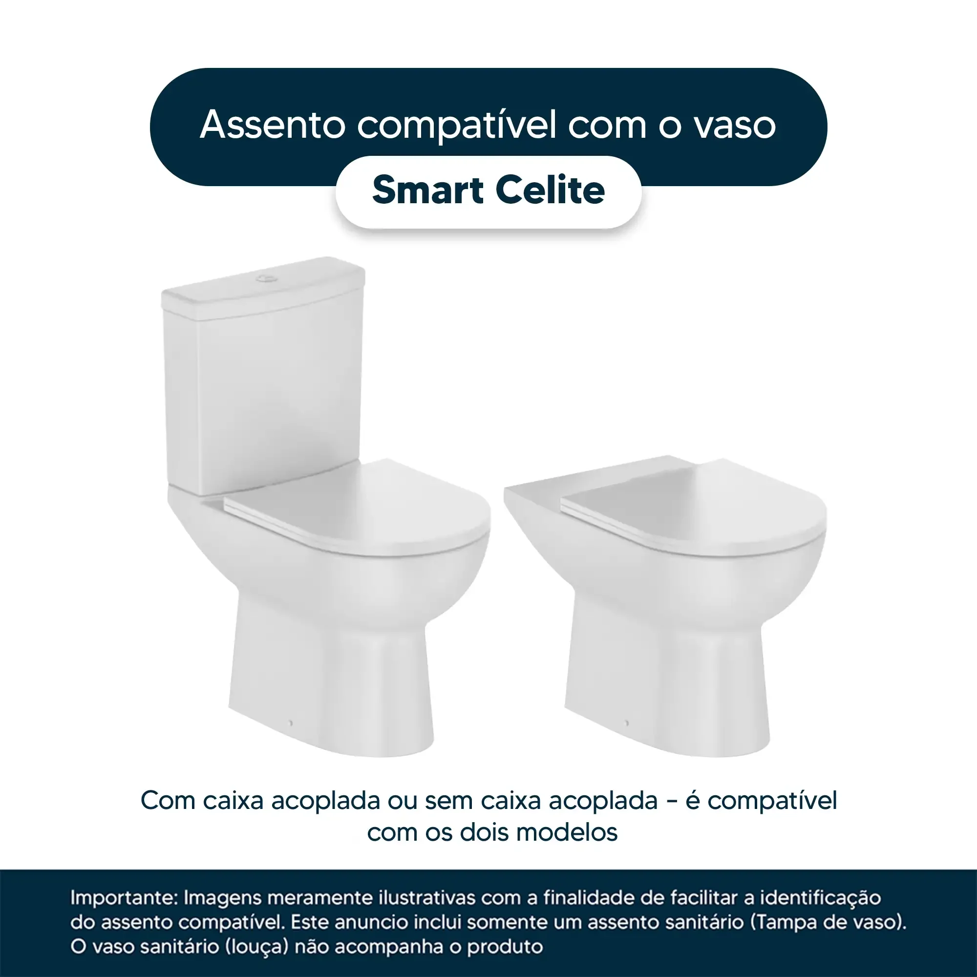 Tampa de Vaso Laqueado Com Amortecedor Smart Onix (Preto Fosco) para Bacia Celite com Ferragem - 2